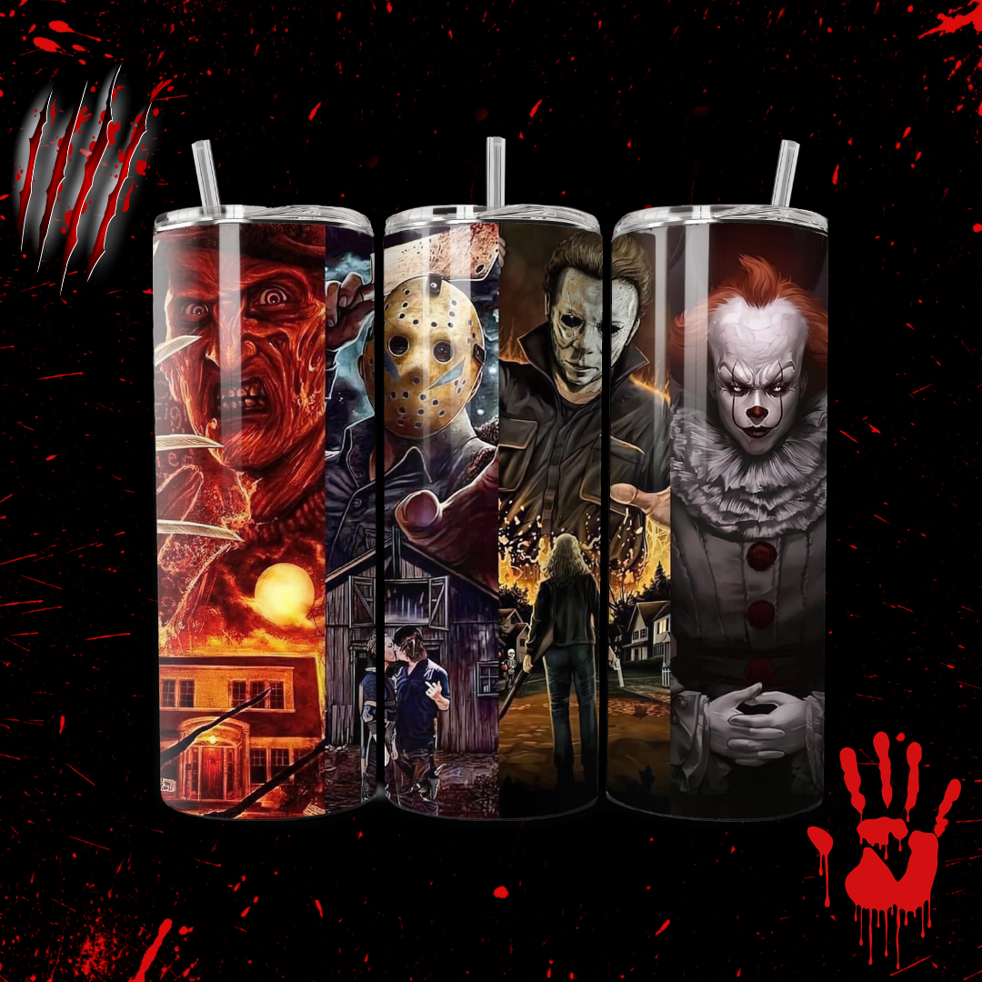 Freddy Krueger, Jason, Michael Myers, Pennywise 20 oz. Tumbler