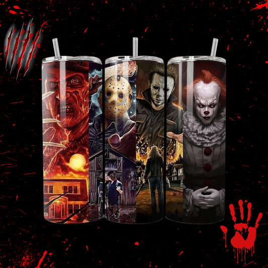 Freddy Krueger, Jason, Michael Myers, Pennywise 20 oz. Tumbler